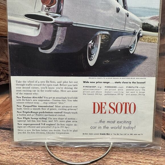 1957 DeSoto Fireflite Vintage Car Magazine Print Ad Original Torsion-Aire V8 - Picture 3 of 3